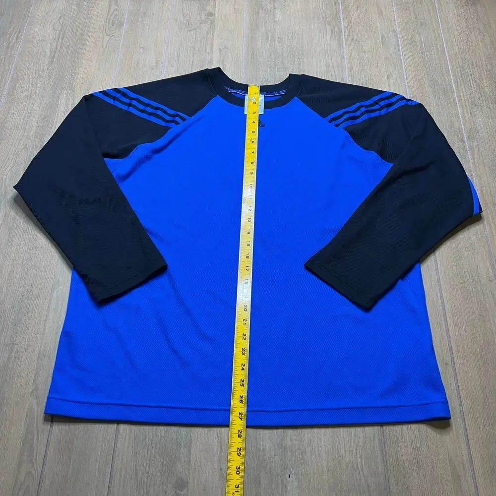 Vintage Adidas Mens‎ Active Y2K T Shirt Long Sleeve Blue/Black Sz XL